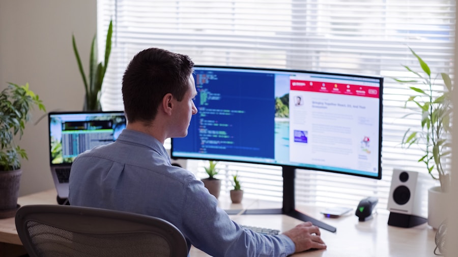 AI developer working at desk