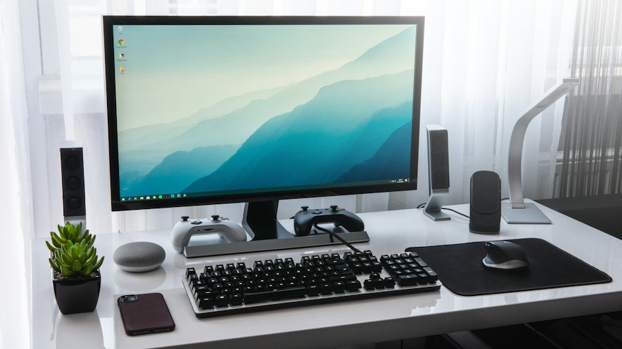 desktop gaming setup with monitor