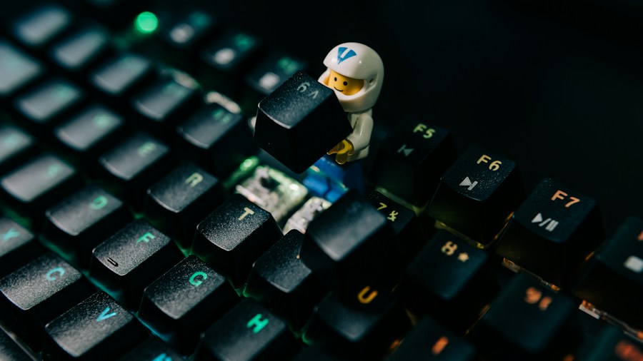 gamer typing on keyboard