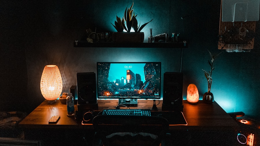 gamer workstation desk setup