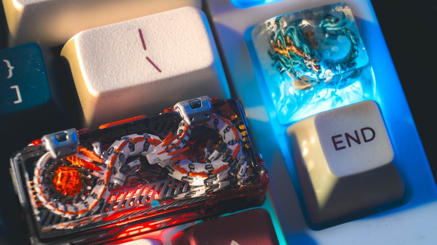 hand painted artisan keycaps close up