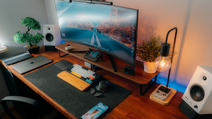 modern office setup with tower PC