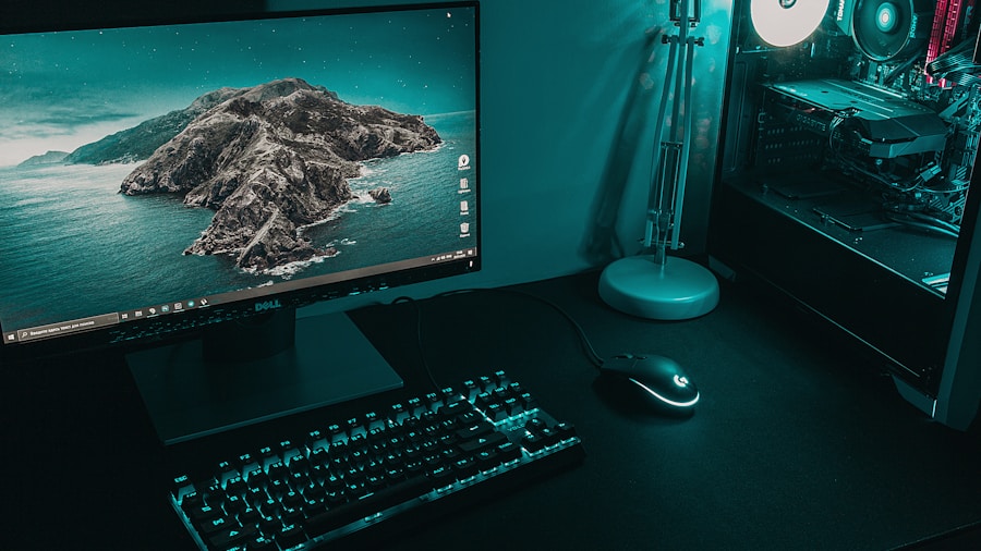 PC gaming desk setup