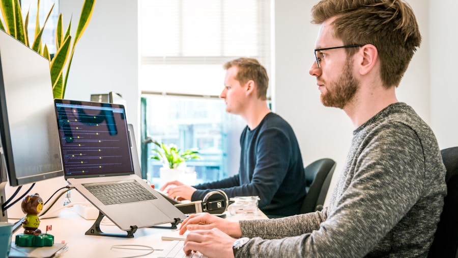 professional developer working at desk