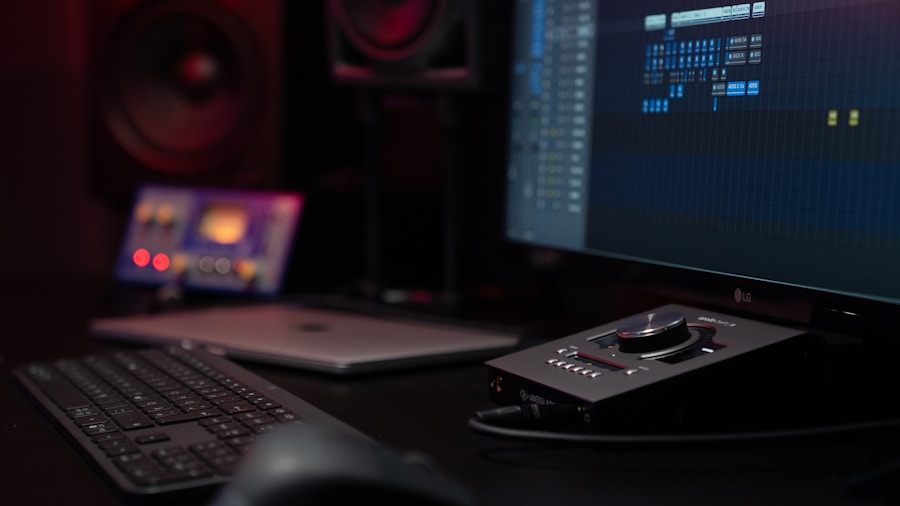 professional studio monitor setup desktop