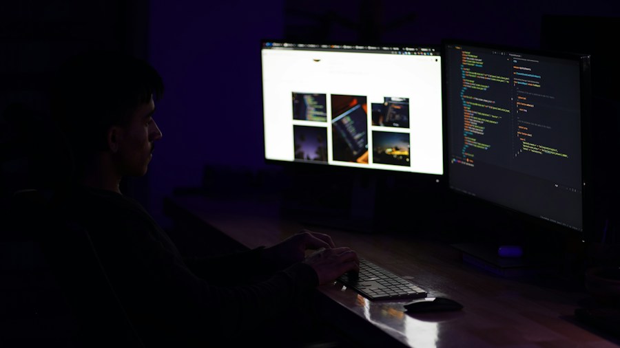 software developer coding at desk