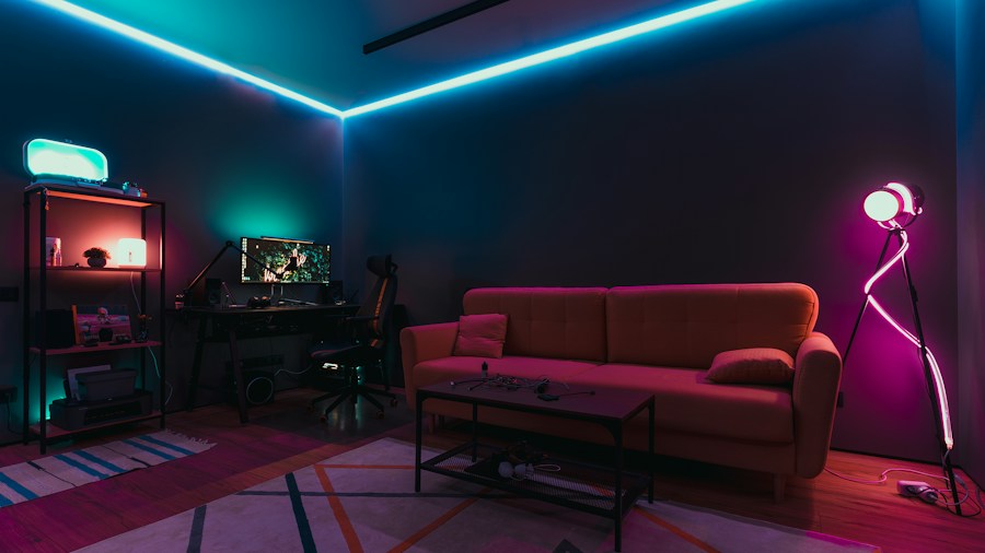 VR player gaming room setup